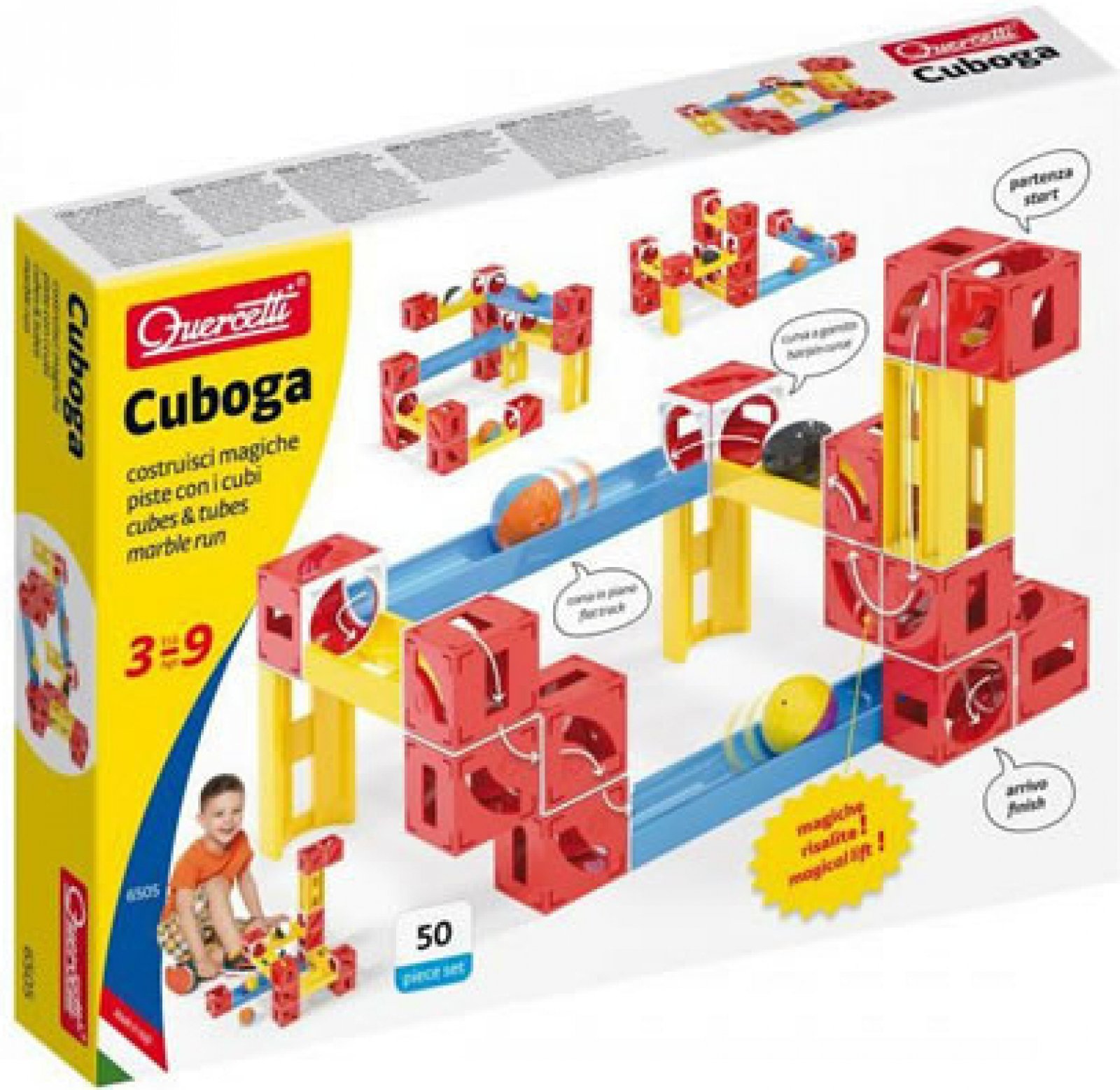 Quercetti Cuboga Premium kuličková dráha 50 ks